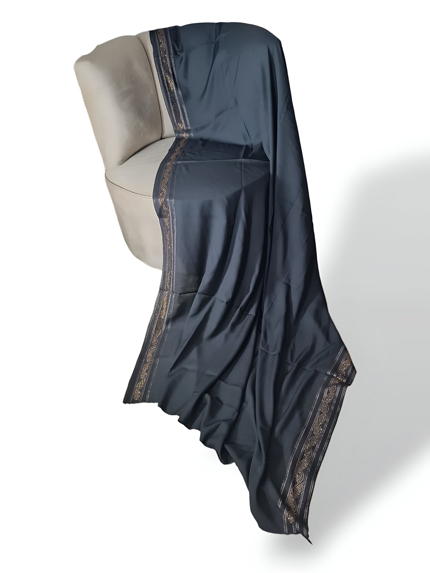 Stone-Embellished Double Patti Border Swiss Shawl