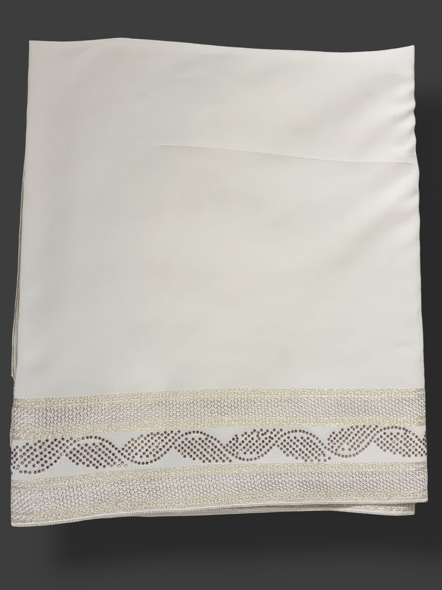 Stone-Embellished Double Patti Border Swiss Shawl