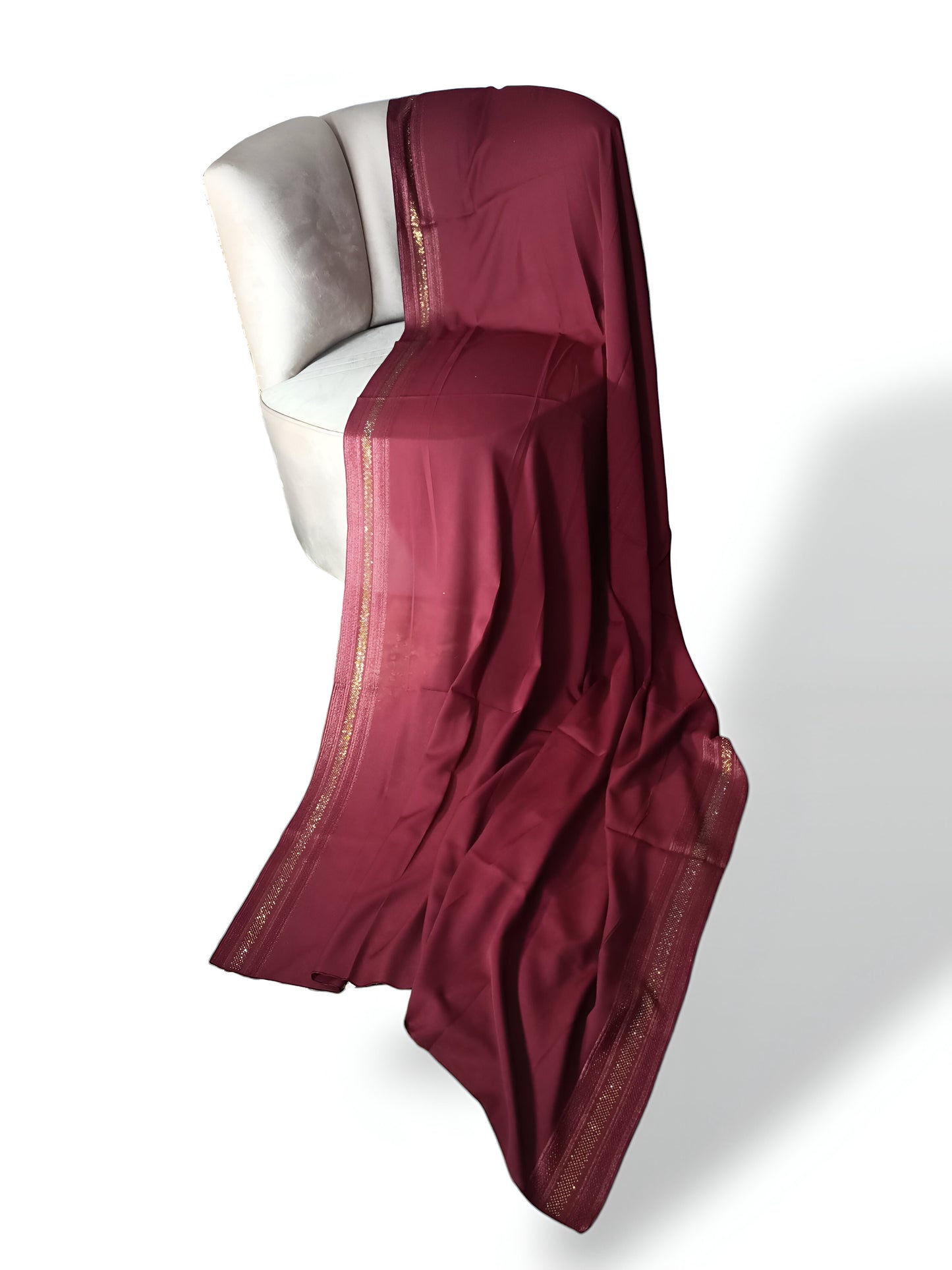 Stone-Embellished Double Patti Border Swiss Shawl