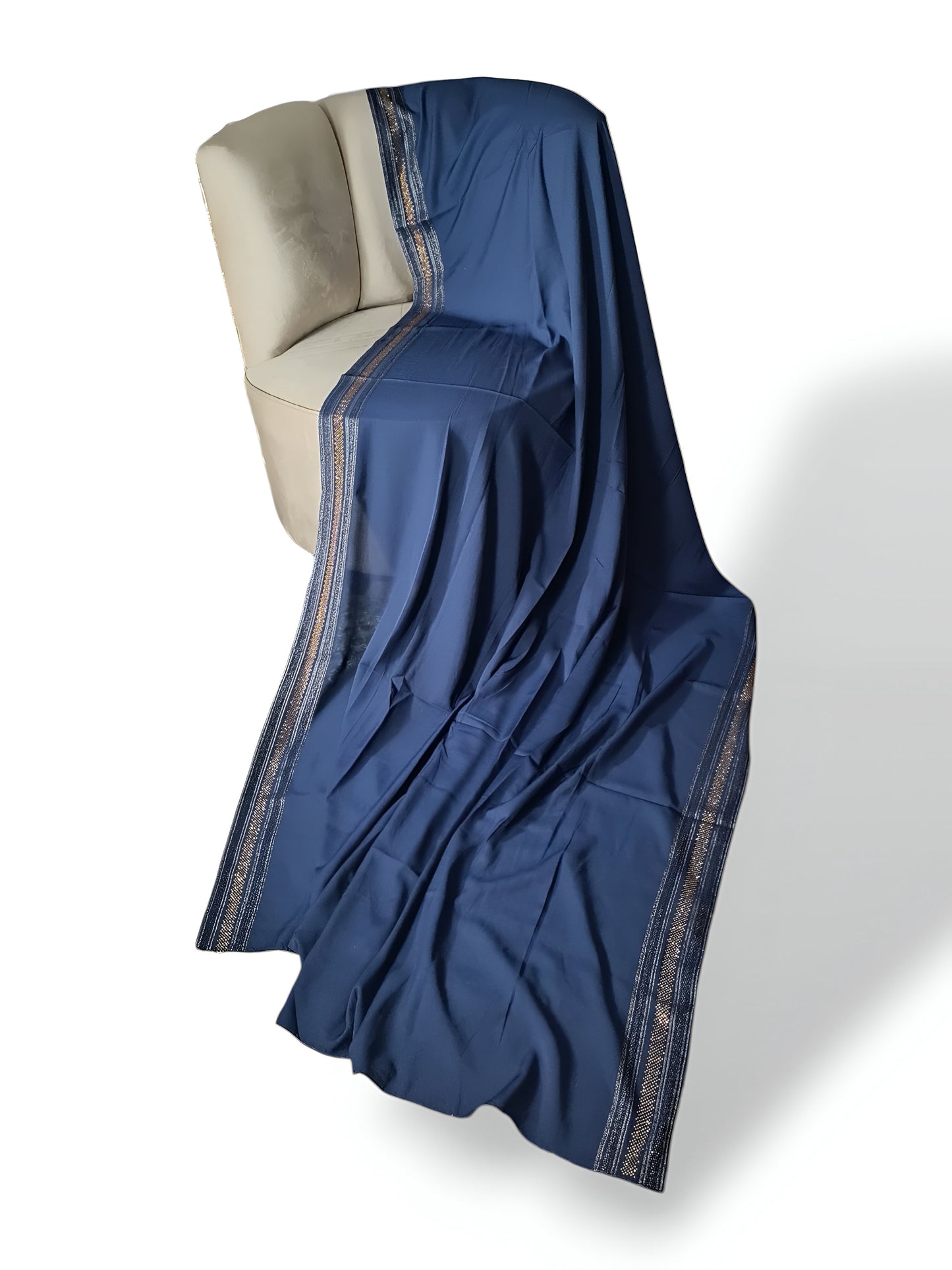 Stone-Embellished Double Patti Border Swiss Shawl