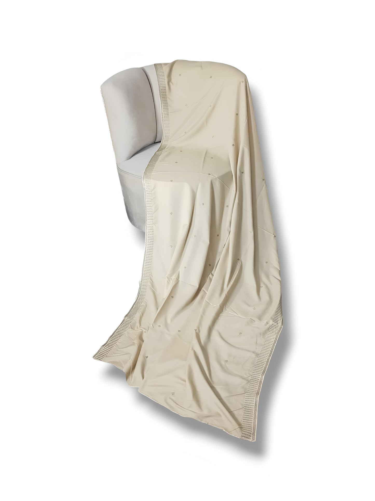 Stone Candle-Edged Swiss Shawl with Same-Color Thread