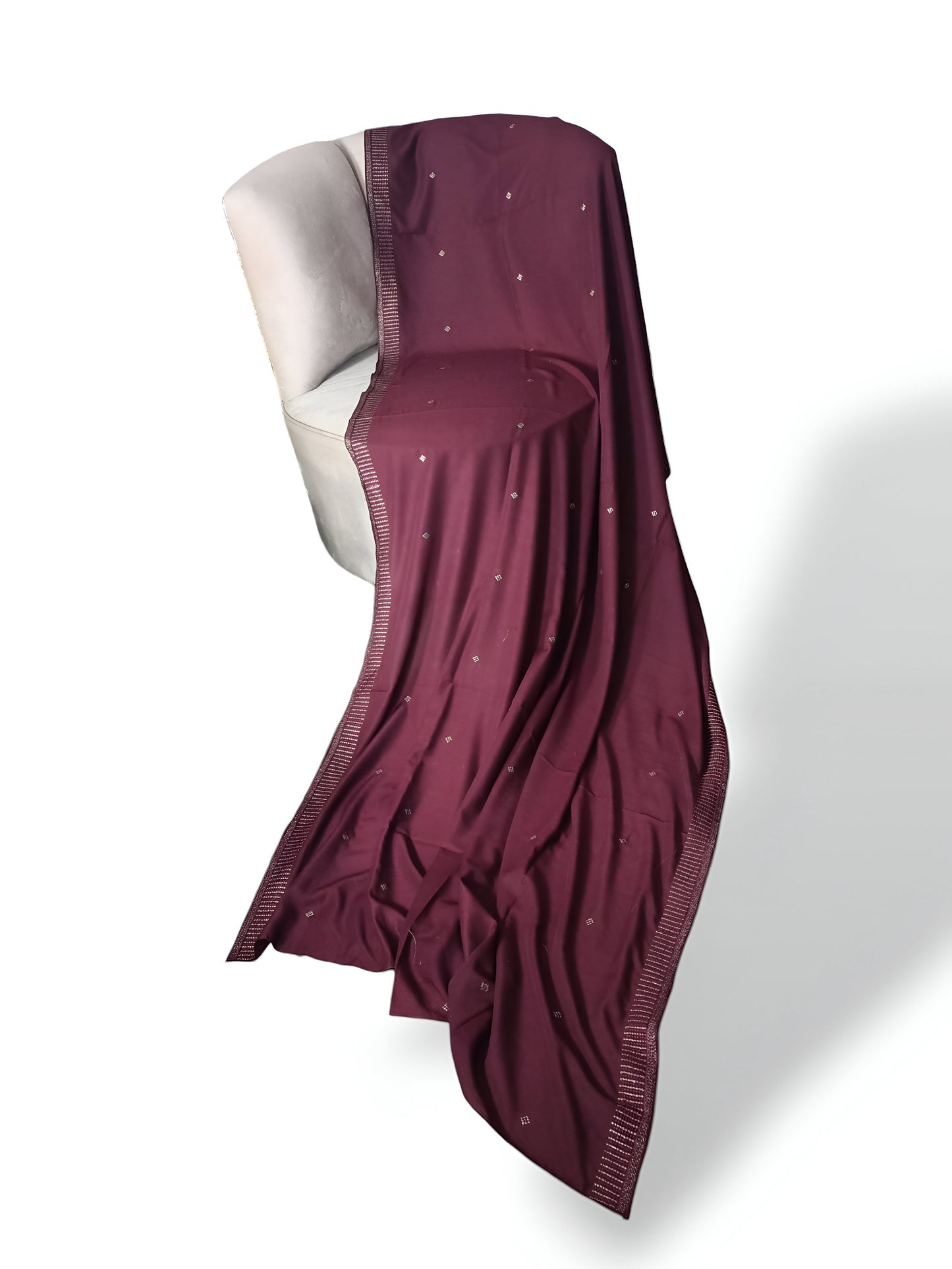 Stone Candle-Edged Swiss Shawl with Same-Color Thread